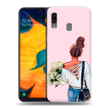Силиконовый чехол на Samsung Galaxy A30 с принтом Девушка и букет Силиконовый чехол на Samsung Galaxy A30 с принтом Девушка и букет