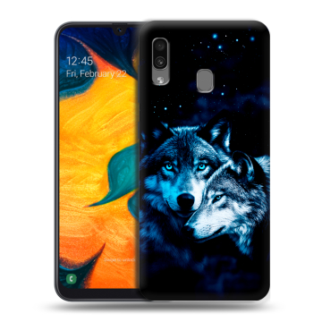 Силиконовый чехол на Samsung Galaxy A30 с принтом Волки Силиконовый чехол на Samsung Galaxy A30 с принтом Волки