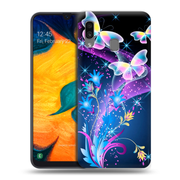 Силиконовый чехол на Samsung Galaxy A30 с принтом Бабочки Силиконовый чехол на Samsung Galaxy A30 с принтом Бабочки