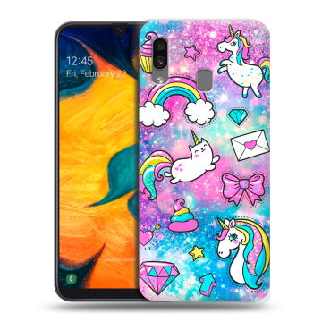 Силиконовый чехол на Samsung Galaxy A30 с принтом Единороги