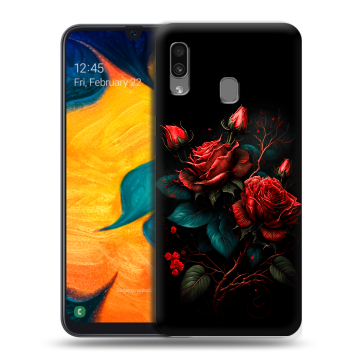 Силиконовый чехол на Samsung Galaxy A30 с принтом Розы красные Силиконовый чехол на Samsung Galaxy A30 с принтом Розы красные