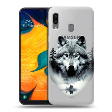 Силиконовый чехол на Samsung Galaxy A30 с принтом Волк в лесу Силиконовый чехол на Samsung Galaxy A30 с принтом Волк в лесу