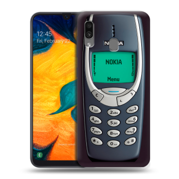 Силиконовый чехол на Samsung Galaxy A30 с принтом Старый телефон