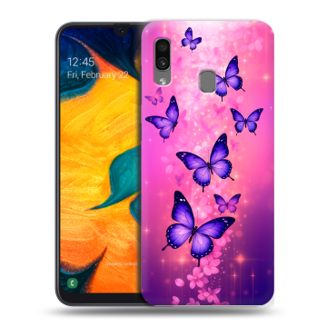 Силиконовый чехол на Samsung Galaxy A30 с принтом Бабочки Силиконовый чехол на Samsung Galaxy A30 с принтом Бабочки