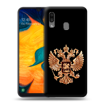Силиконовый чехол на Samsung Galaxy A30 с принтом Герб России золотой