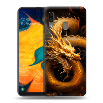 Силиконовый чехол на Samsung Galaxy A30 с принтом Золотой дракон