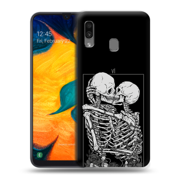Силиконовый чехол на Samsung Galaxy A30 с принтом Поцелуй скелетов