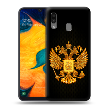 Силиконовый чехол на Samsung Galaxy A30 с принтом Герб России желтый Силиконовый чехол на Samsung Galaxy A30 с принтом Герб России желтый