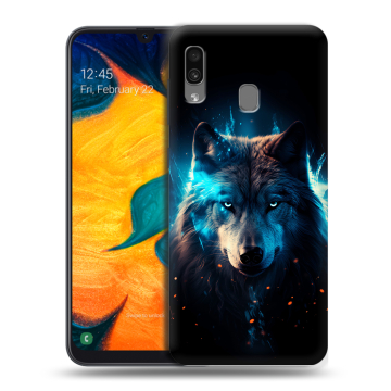 Силиконовый чехол на Samsung Galaxy A30 с принтом Волк ночной
