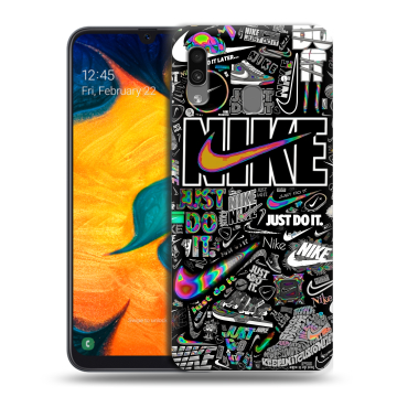 Силиконовый чехол на Samsung Galaxy A30 с принтом Найк