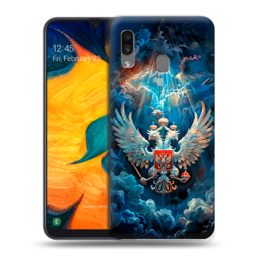 Силиконовый чехол на Samsung Galaxy A30 с принтом Герб флаг России