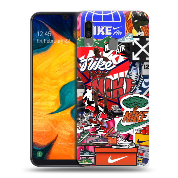 Силиконовый чехол на Samsung Galaxy A30 с принтом Найк Nike яркий