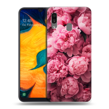 Силиконовый чехол на Samsung Galaxy A30 с принтом цветы пионы