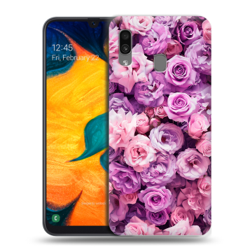 Силиконовый чехол на Samsung Galaxy A30 с принтом лавандовые розы