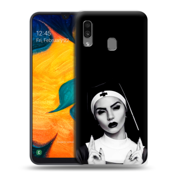 Силиконовый чехол на Samsung Galaxy A30 с принтом монашка Силиконовый чехол на Samsung Galaxy A30 с принтом монашка