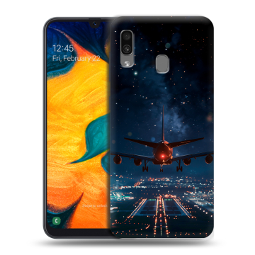 Силиконовый чехол на Samsung Galaxy A30 с принтом самолет