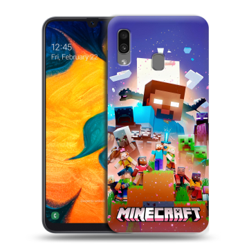 Силиконовый чехол на Samsung Galaxy A30 с принтом Майнкрафт Minecraft