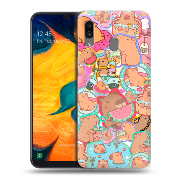 Силиконовый чехол на Samsung Galaxy A30 с принтом капибары Силиконовый чехол на Samsung Galaxy A30 с принтом капибары