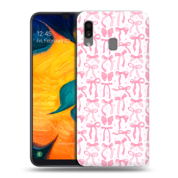 Силиконовый чехол на Samsung Galaxy A30 с принтом Розовые бантики Силиконовый чехол на Samsung Galaxy A30 с принтом Розовые бантики