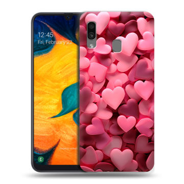 Силиконовый чехол на Samsung Galaxy A30 с принтом розовые сердечки
