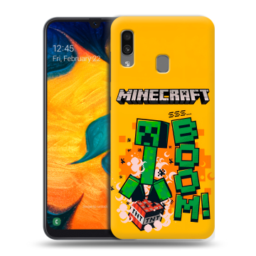 Силиконовый чехол на Samsung Galaxy A30 с принтом Майнкрафт Minecraft