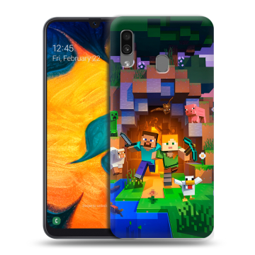 Силиконовый чехол на Samsung Galaxy A30 с принтом Майнкрафт Minecraft