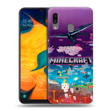 Силиконовый чехол на Samsung Galaxy A30 с принтом Майнкрафт Minecraft