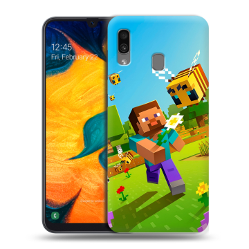 Силиконовый чехол на Samsung Galaxy A30 с принтом Майнкрафт Minecraft