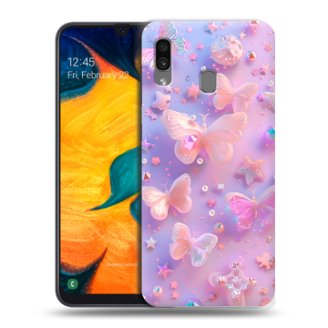 Силиконовый чехол на Samsung Galaxy A30 с принтом Бабочки