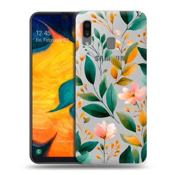 Силиконовый чехол на Samsung Galaxy A30 с принтом Цветы паттерн