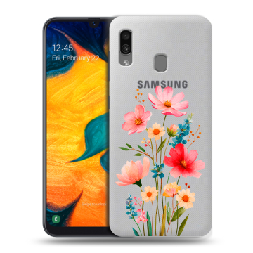 Силиконовый чехол на Samsung Galaxy A30 с принтом Цветы