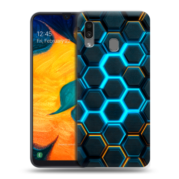 Силиконовый чехол на Samsung Galaxy A30 с принтом Неоновые соты
