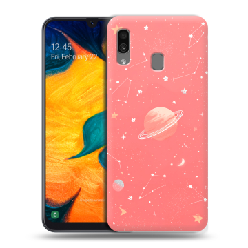 Силиконовый чехол на Samsung Galaxy A30 с принтом Розовый космос