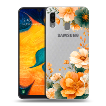 Силиконовый чехол на Samsung Galaxy A30 с принтом Цветы принт