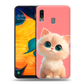 Силиконовый чехол на Samsung Galaxy A30 с принтом Розовый котенок