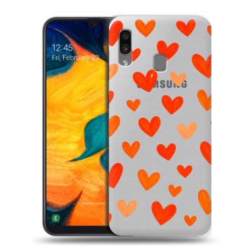 Силиконовый чехол на Samsung Galaxy A30 с принтом Сердечки