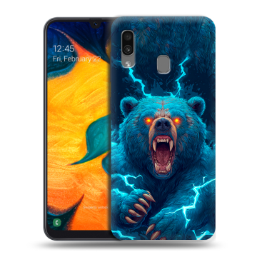 Силиконовый чехол на Samsung Galaxy A30 с принтом Медведь