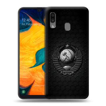 Силиконовый чехол на Samsung Galaxy A30 с принтом Герб Флаг СССР