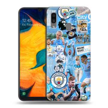 Силиконовый чехол на Samsung Galaxy A30 с принтом Man City Манчестер Сити
