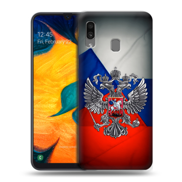 Силиконовый чехол на Samsung Galaxy A30 с принтом Флаг России Силиконовый чехол на Samsung Galaxy A30 с принтом Флаг России