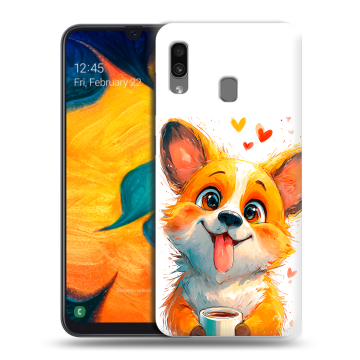Силиконовый чехол на Samsung Galaxy A30 с принтом корги