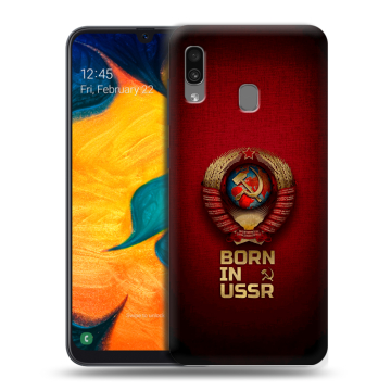Силиконовый чехол на Samsung Galaxy A30 с принтом Флаг Герб СССР