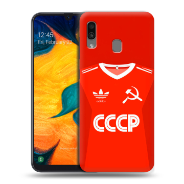 Силиконовый чехол на Samsung Galaxy A30 с принтом Флаг Герб СССР