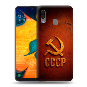 Силиконовый чехол на Samsung Galaxy A30 с принтом Флаг Герб СССР