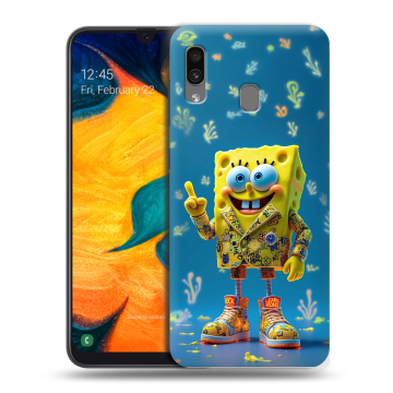 Силиконовый чехол на Samsung Galaxy A30 с принтом Спанч боб Спанчбоб Силиконовый чехол на Samsung Galaxy A30 с принтом Спанч боб Спанчбоб