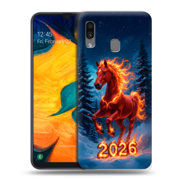 Силиконовый чехол на Samsung Galaxy A30 с принтом Новый год коня