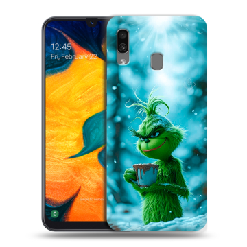 Силиконовый чехол на Samsung Galaxy A30 с принтом Новый год гринч