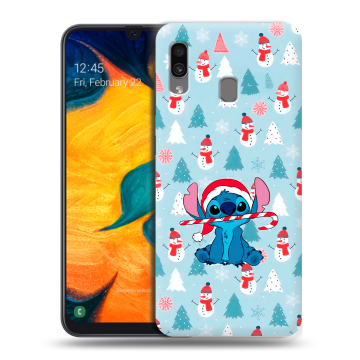 Силиконовый чехол на Samsung Galaxy A30 с принтом Стич Новый год