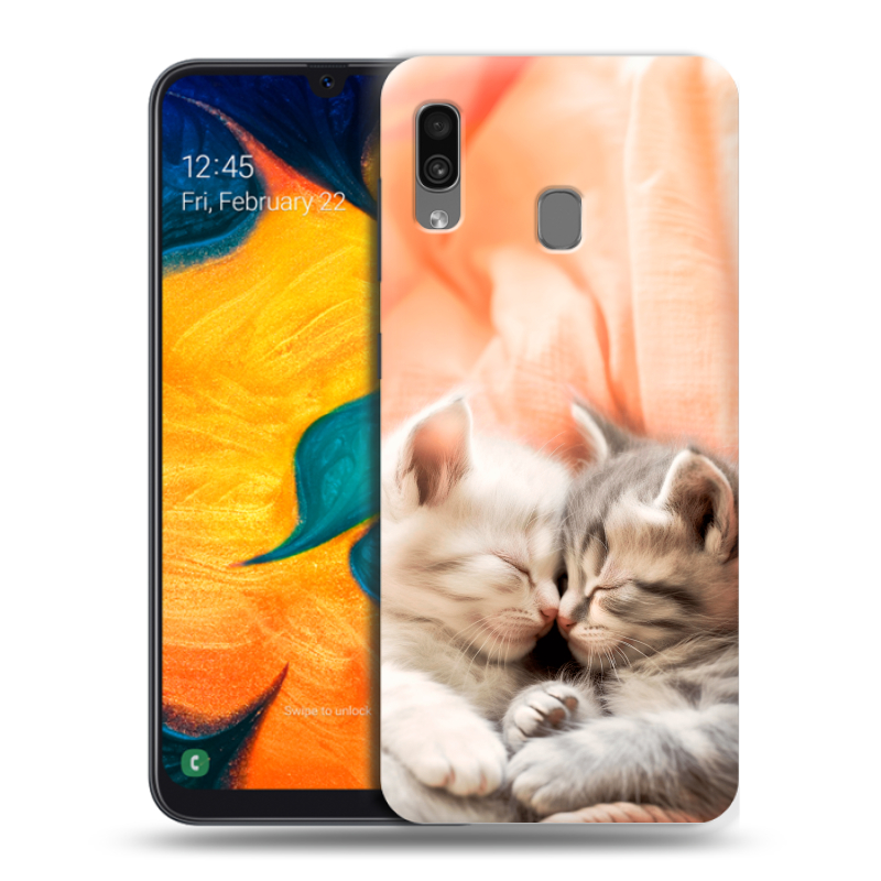 Силиконовый чехол на Samsung Galaxy A30 с принтом Котята Силиконовый чехол на Samsung Galaxy A30 с принтом Котята