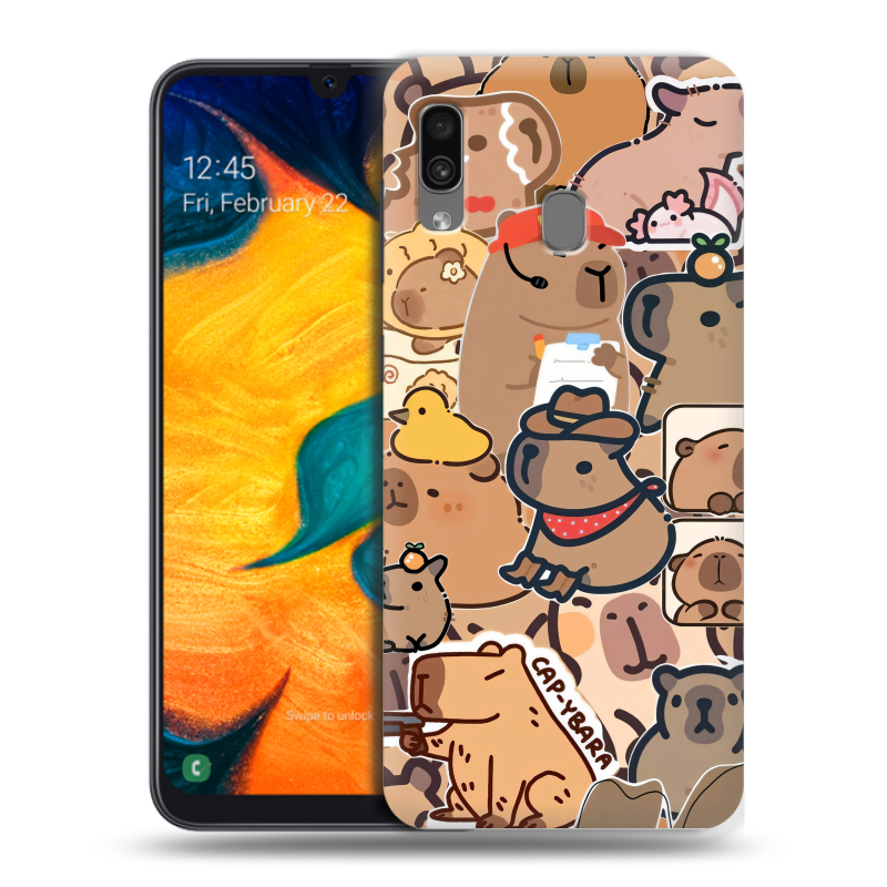 Силиконовый чехол на Samsung Galaxy A30 с принтом капибара Силиконовый чехол на Samsung Galaxy A30 с принтом капибара